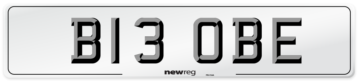 B13 OBE Number Plate from New Reg